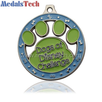 Znic alloy custom cheap paw shape medals
