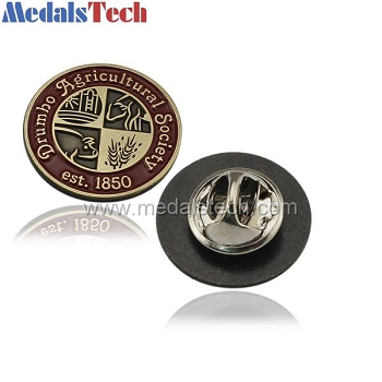 Custom round shape cheap souvenir antique bronze lapel pin