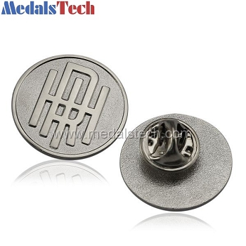 Custom round shape silver sandblast finish lapel pins