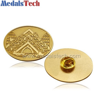 Znic alloy die cast oval shape cheap gold lapel pins