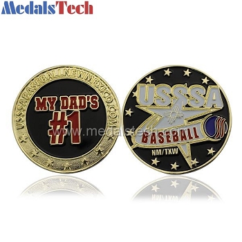 Gold plated die cast custom baseball challenge coins