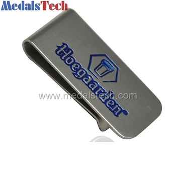 High quality stainless steel cheap money clips with color filled logo