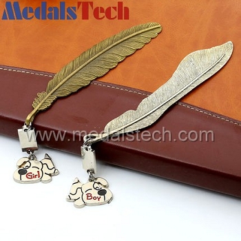 Feather shape metal custom bookmark